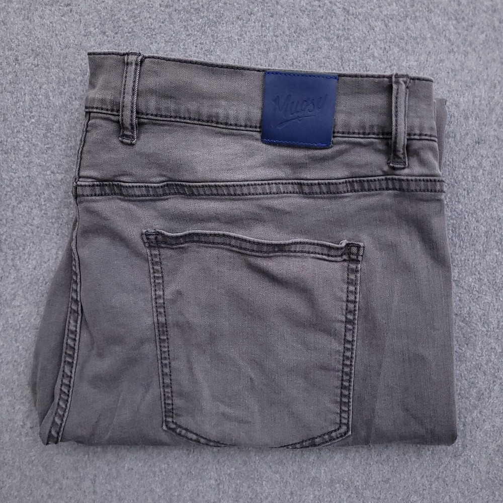 Mugsy Beans Jeans Mens 40x31 Slim Fit Tapered Stretch Gray Denim Faded